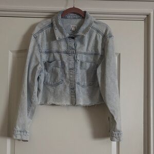 a.n.a Light Blue Cropped Denim Jacket